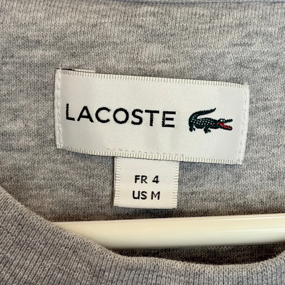 Lacoste Gray Crewneck Colorblock Logo Fleece Sweatshirt Mens 4 Medium Sporty